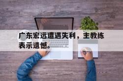开云官方app下载站-广东宏远遭遇失利，主教练表示遗憾。